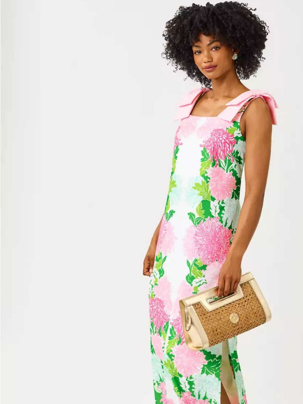Lilly Pulitzer Bernice Pink Floral Maxi Dress 16 NWT with Green Leaf Print 2026